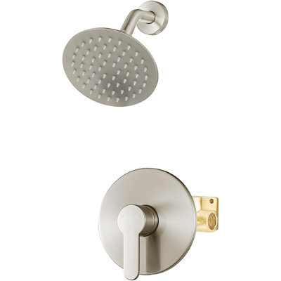 Ensemble de robinet de douche en nickel brossé avec valve brute en laiton, pomme de douche à pluie haute pression de 6 pouces pour rénovation de salle de bain