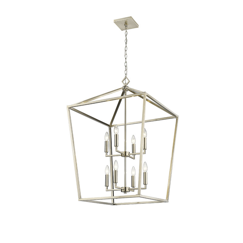 Luminaire suspendu carré à 8 lumières , Or