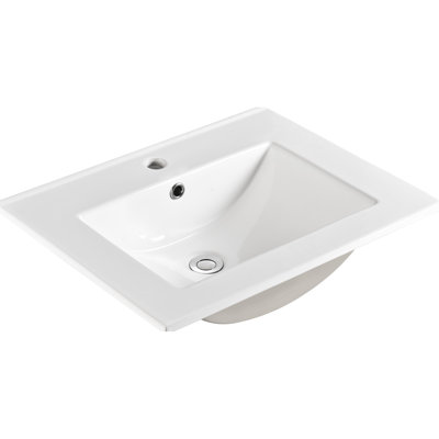 Gloss White Ceramic Sink 24", Easy To Clean Surface, 6.53" Height, 23.65" Depth 24" Countertop Basin, Exquisite Craftsmanship, 4.72" Internal Depth, Height