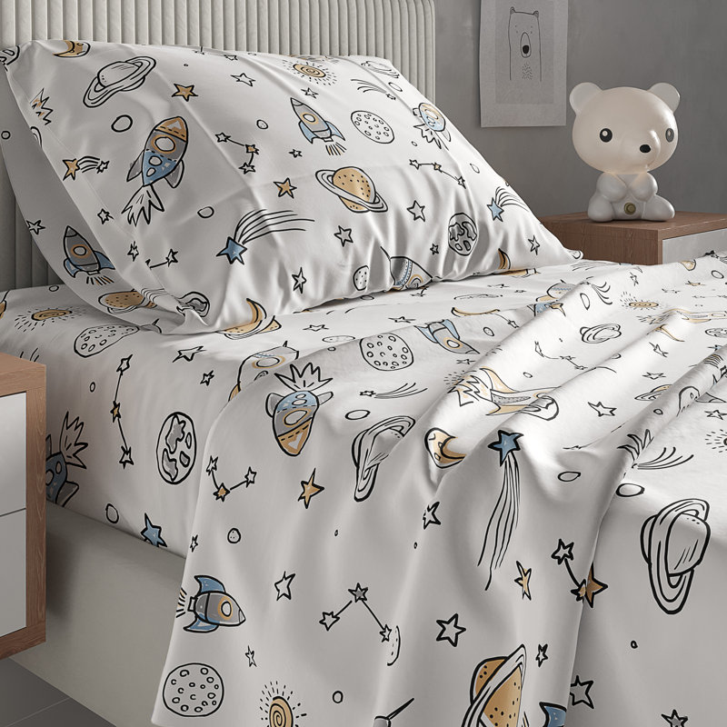 Ensemble de draps pour enfants, literie en microfibre douce, confortable et respirante, draps faciles d'entretien, Espace 1