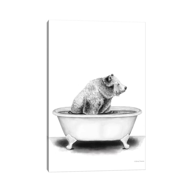 Bear In Tub by Rachel Nieman - Painting on Canvas, Wrapped Canvas, 66.04 cm H x 45.72 cm W x 1.91 cm D
