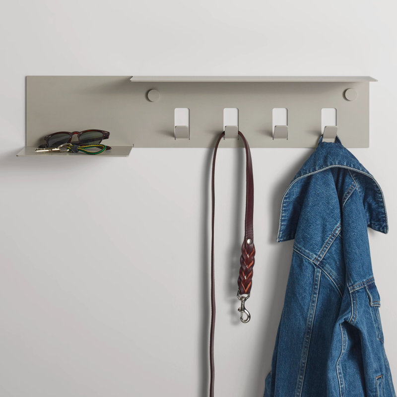 Hall Pass 4 - Hook Wall Mounted Coat Rack, Putty