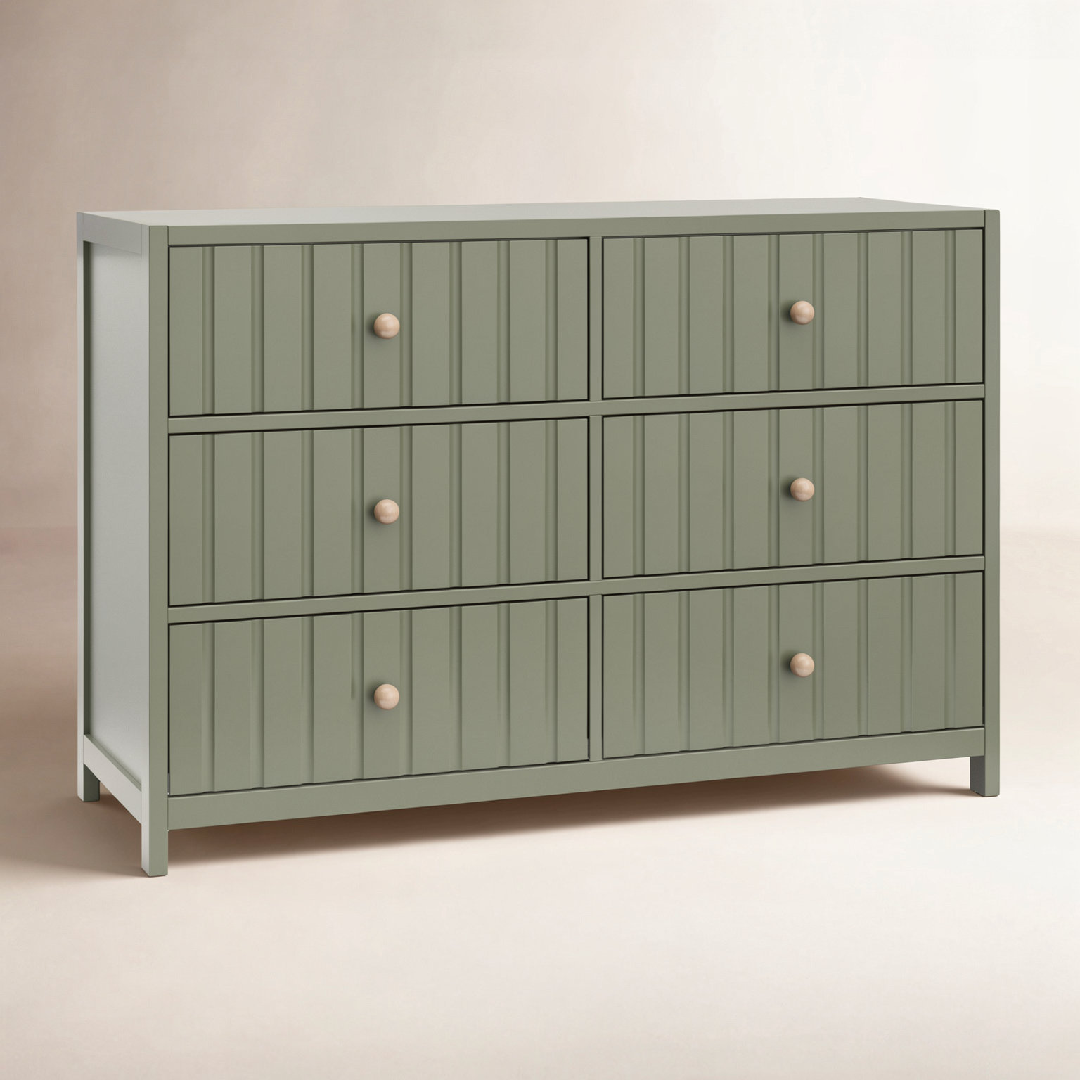 Teddi 6 Drawer Double Dresser, Olive