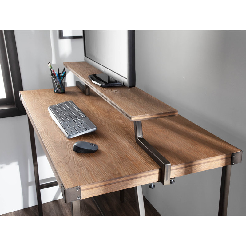 Bureau debout en bois massif Griggs, Noir