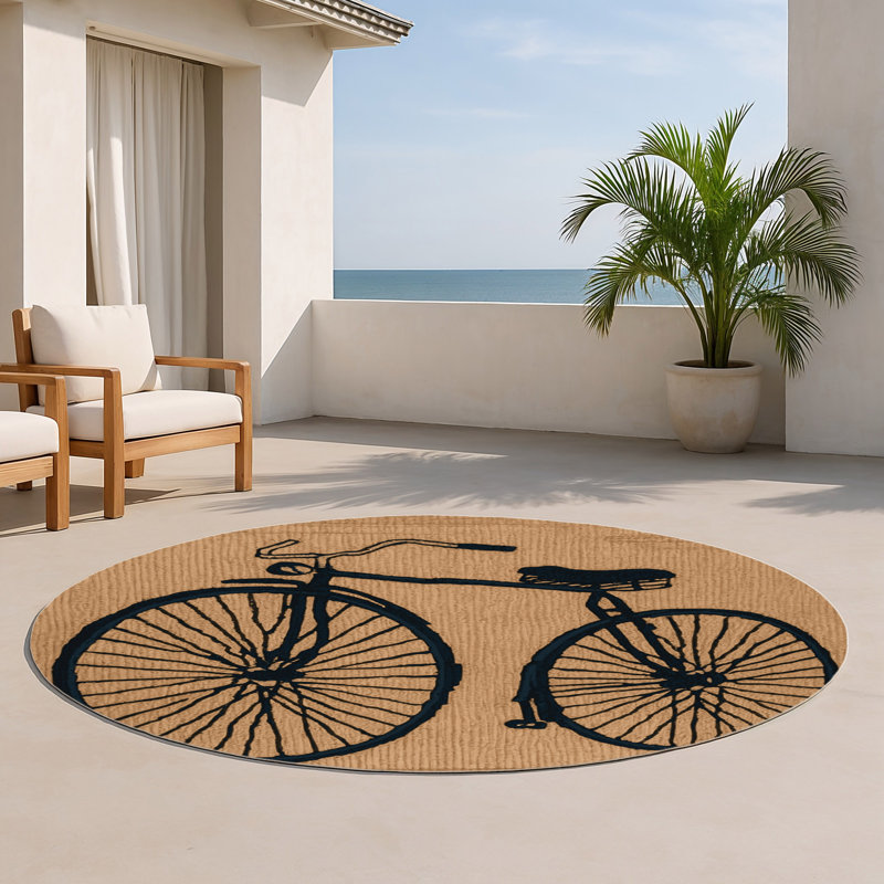 Tapis intérieur et extérieur brun Transport, Rond 5 pi