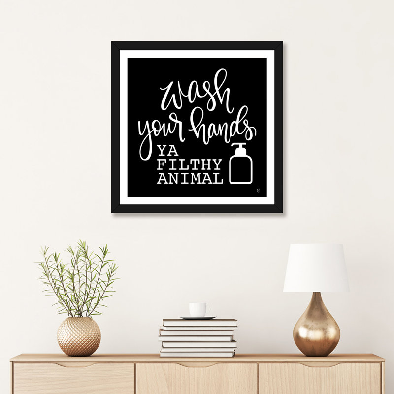 «Wash Your Hands» - impression, Papier noir, H 24 po x l 24 po x p 1 po