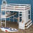 Loft Bed with Built-in Desk with Two Drawers, and Storage Shelves and Drawers-102409167-122508749