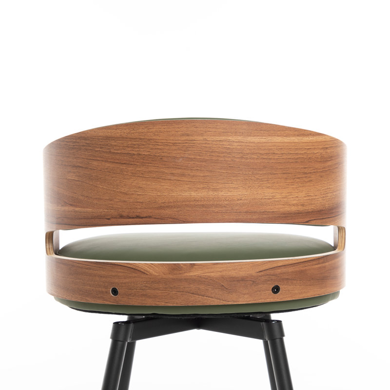 Swivel Upholstered Counter Stool with Metal Frame, Green