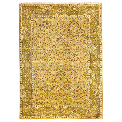 High-Quality Hand-Knotted Gold And Green Area Rug
