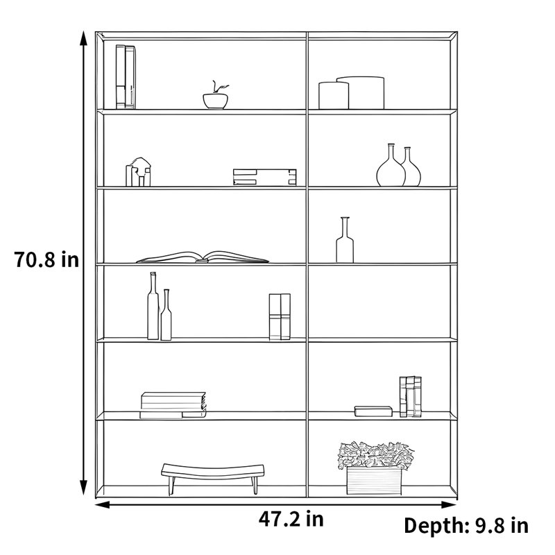 A practical and high-quality bookcase, 70.8"H x 47.2"W x 9.8"D