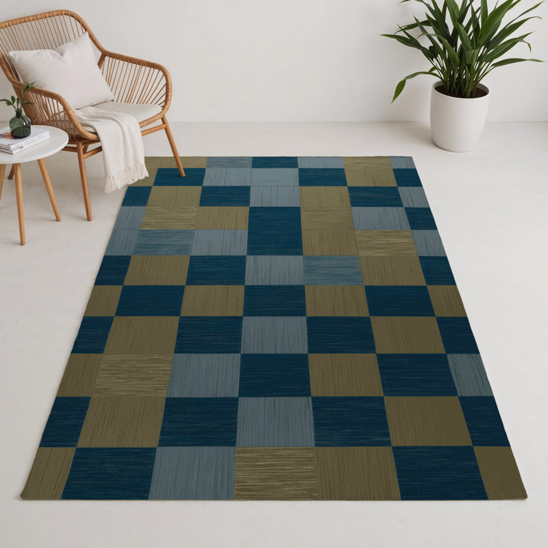 Tapis d'intérieur et d'extérieur à carreaux brun, Rectangle 5 pi x 7 pi