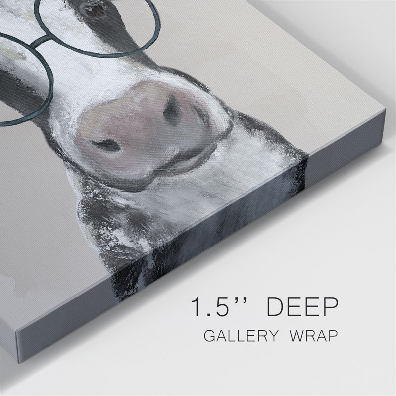 Playful Cow-Gallery Wrapped Canvas, 24" H x 24" W x 1.5" D
