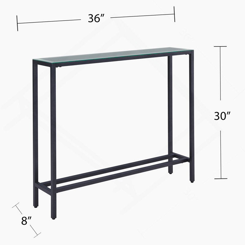 Mini-console étroite avec plateau en miroir, Gris, Gris
