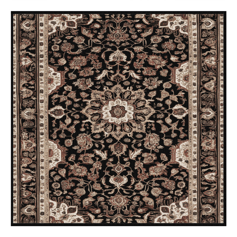 Machine Washable Persian Brown Area Rug, Square 8'