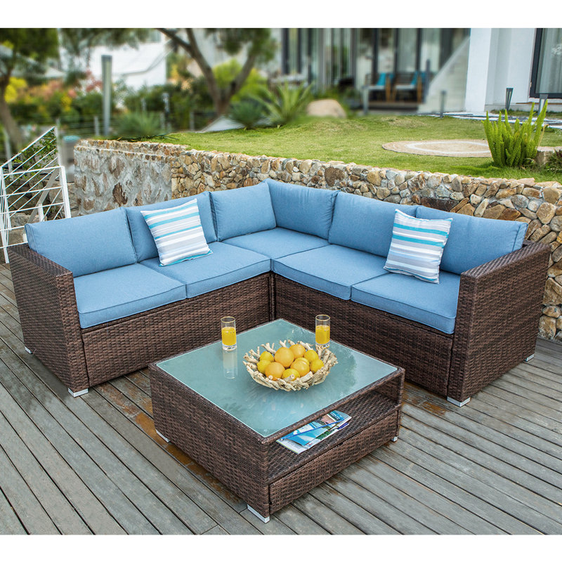 Newagen 4 - Person Patio Conversation Set with Cushions, Blue