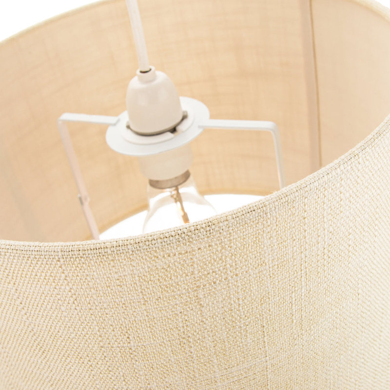 Ibiza Linen Drum Lamp Shade, Cream, 18cm H x 25cm W x 25cm D