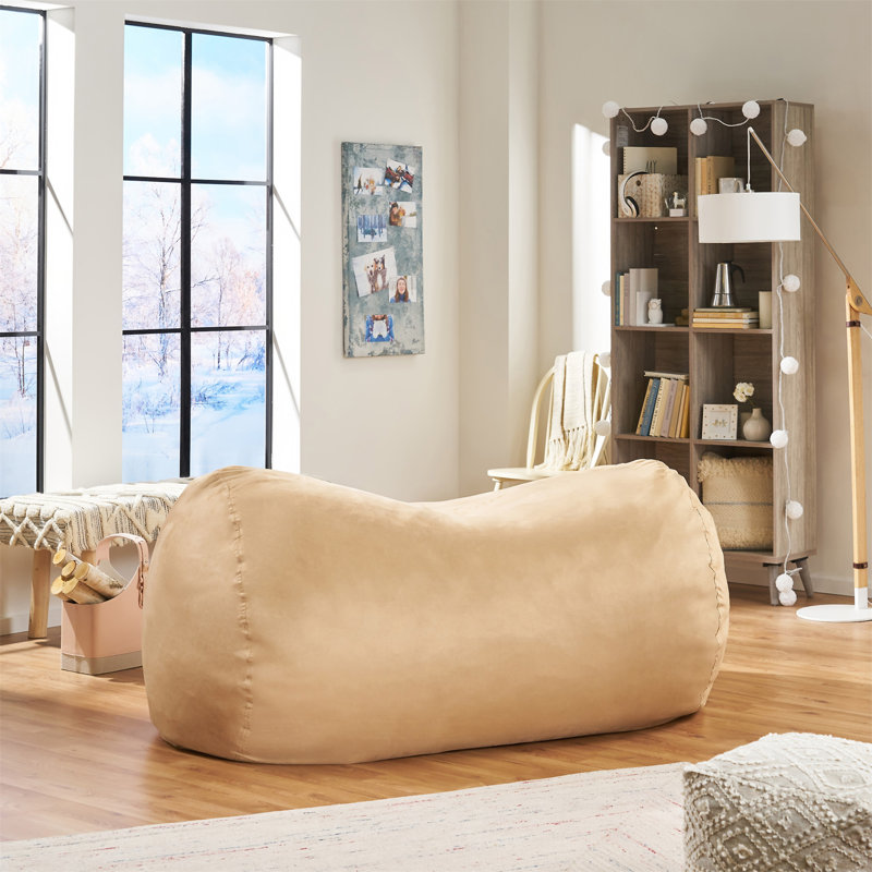 Fauteuil à billes cylindrique en suède de microfibre 6,5 pi Asher, PVC champagne