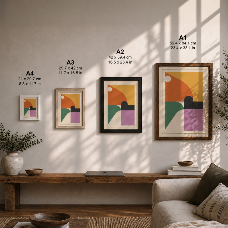 Harmony Geometric - Framed Print, A2 - 59.4 x 42.0 cm, Oak
