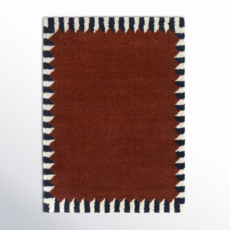 Charter Area Rug in Rust Red/Black/White, Rectangle 5'3" x 7'