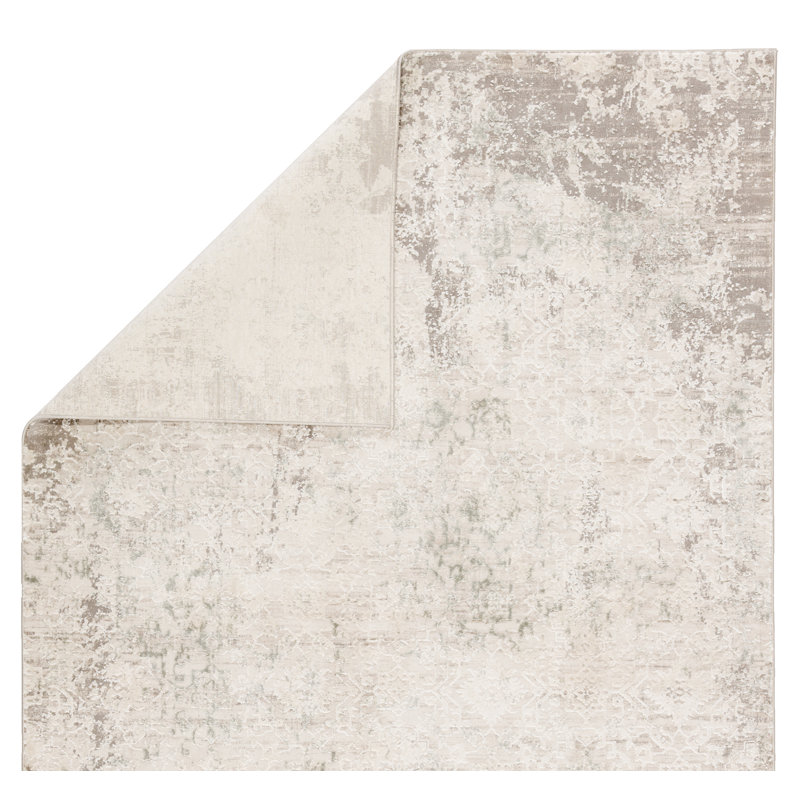Tapis ivoire à motif damas journaux, Rectangle 2 pi x 3 pi