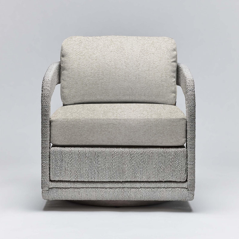 Fauteuil pivotant en cuir 27,5 po Harbour, Céruse grise, Boucle de teinte