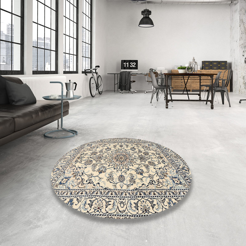 Tapis beige / bleu Cornerstone, Rond 3 pi