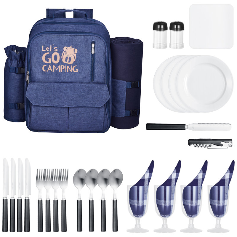 Sac à dos de plage pour 4 personnes avec compartiment glacière, Bleu