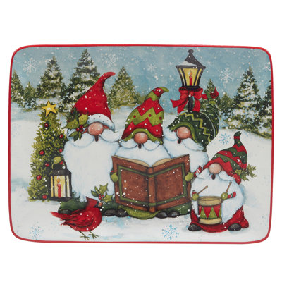 Christmas Gnomes Rectangular Platter 16" x 12"