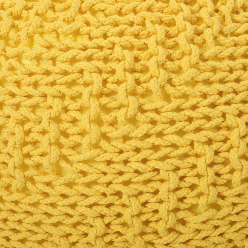 Repose-pieds tricoté en coton jaune avec repose-pieds, capacité de poids de 200 lb, élément décoratif, nettoyage des taches recommandé, bourre de perles, profondeur de 20,58 po, largeur, hauteur de 14,11 po