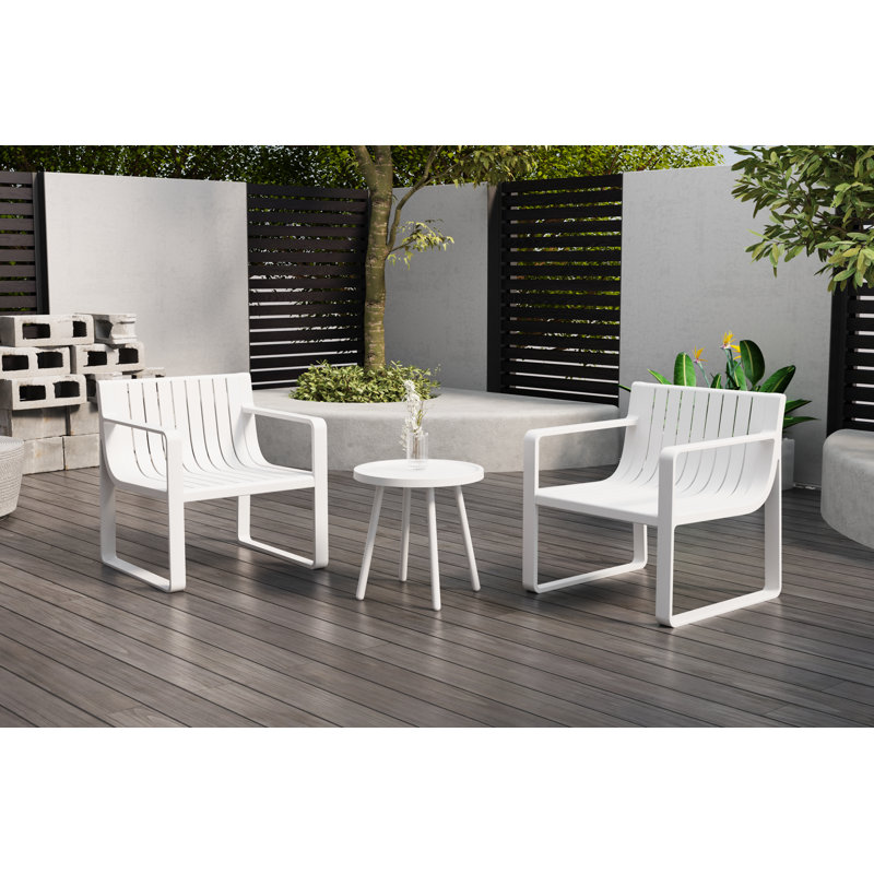 Werph 2 Person Patio Furniture Set, Outdoor Furniture Patio Table and Chairs Set, White
