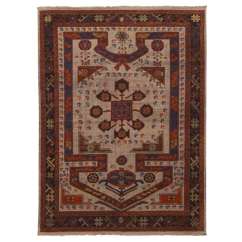 Burano Hand Knotted Wool Geometric Area Rug, Rectangle 10' x 14'