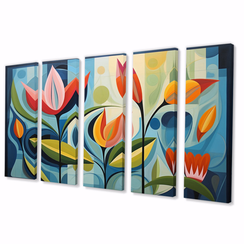 Green Mid Century Mod Nature II, 5 pièces
