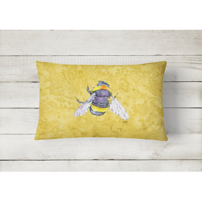 Bee Indoor/Outdoor Rectangular Yellow Throw Pillow