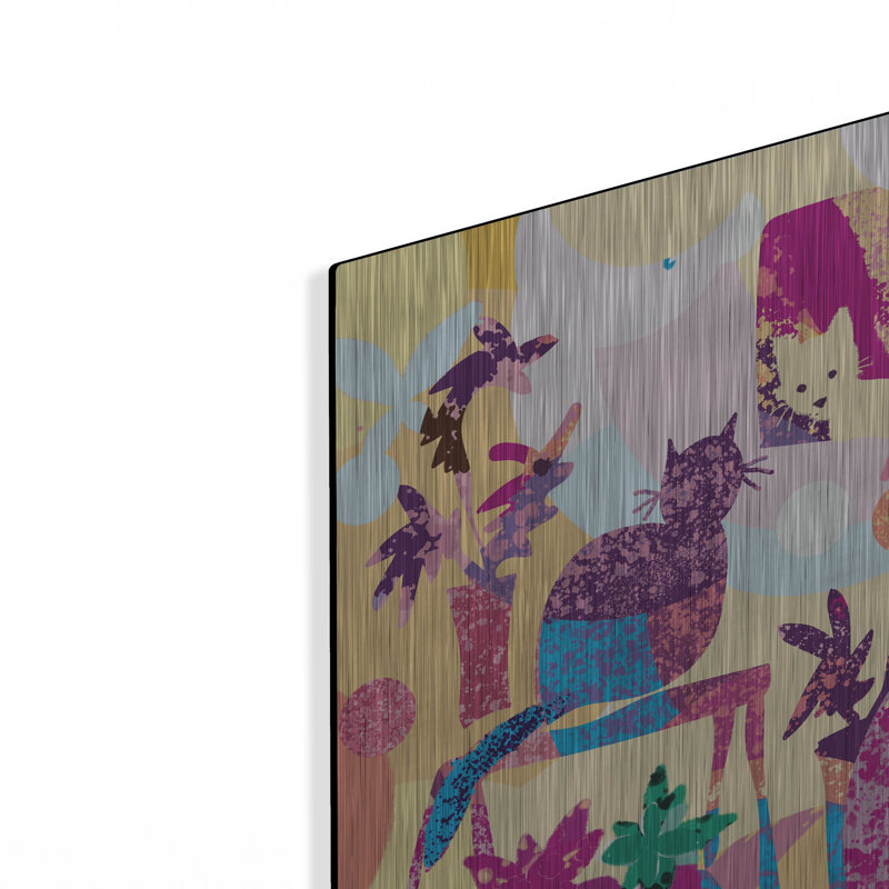 Bungalow Rose «Still Life With Two Cats» par Holly McGee, art mural en métal, H 16 po x l 12 po