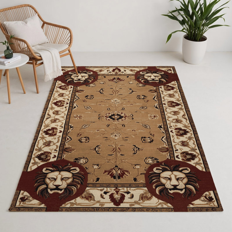 Tapis d'intérieur et d'extérieur brun français, Rectangle 5 pi x 7 pi