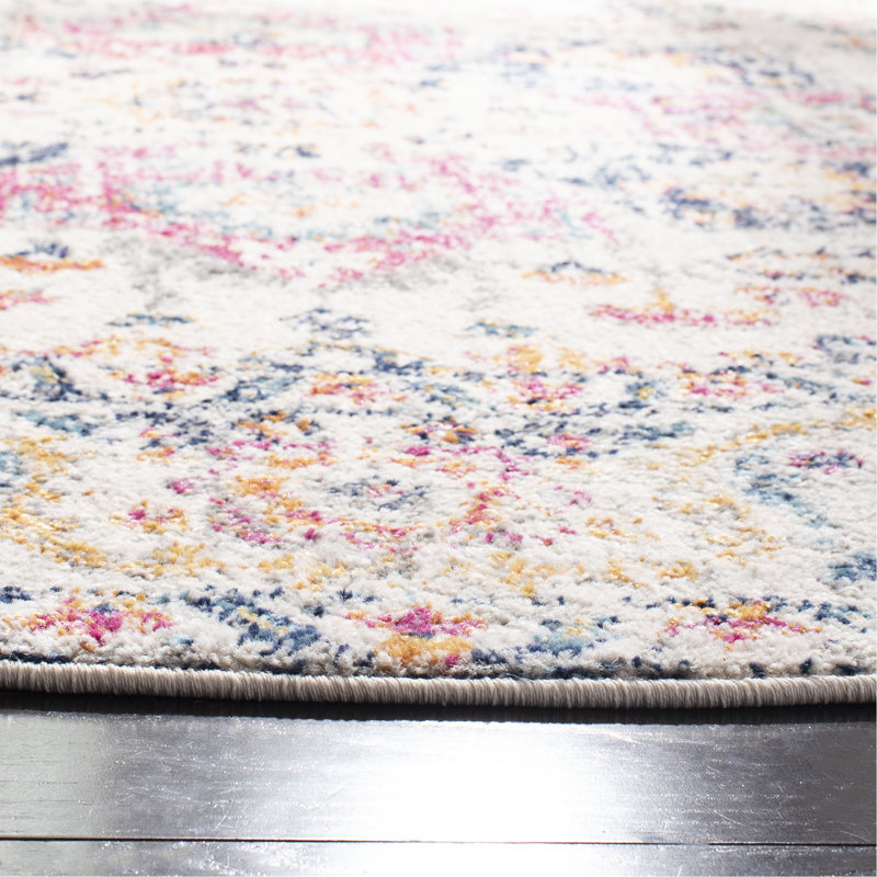 Tapis oriental fuchsia et ivoire Christa, Carré 4 pi