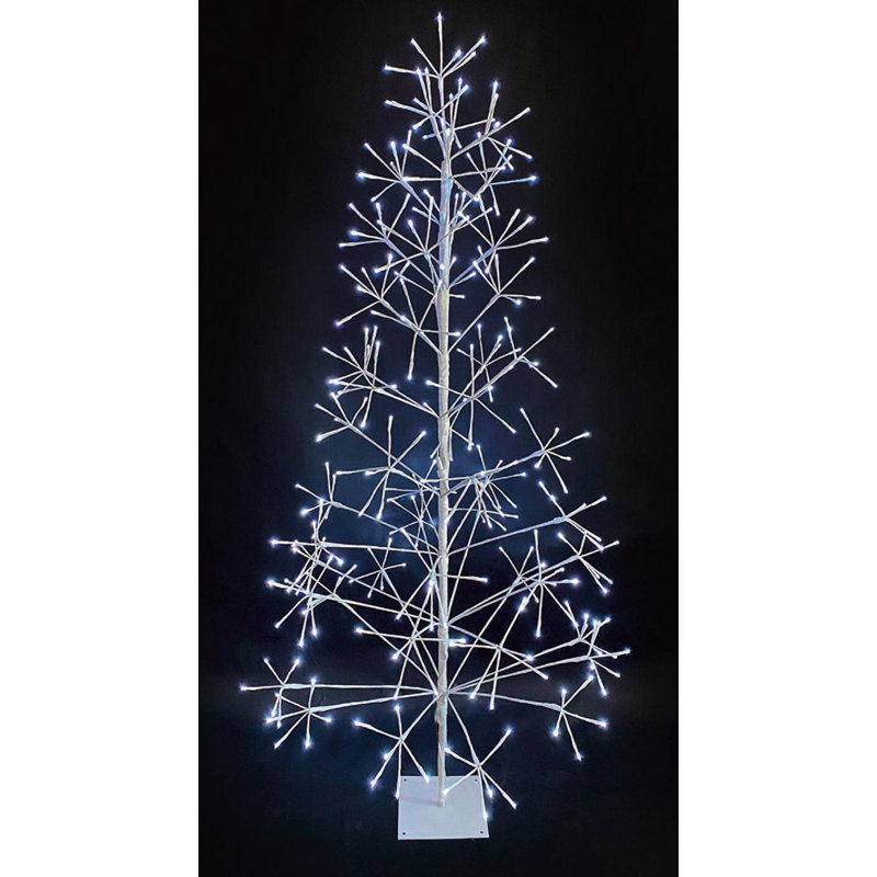 White Pre-Lit Artificial Twig Christmas Trees with Cool White LEDs, 5 ft.