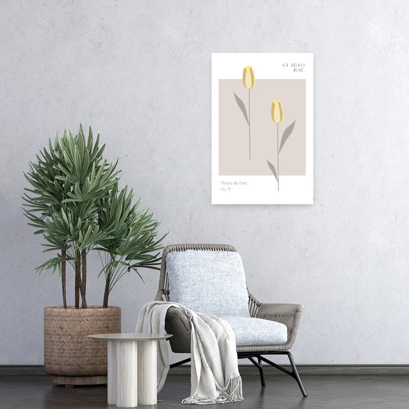 Art contemporain avec tulipe abstraite, H 24 po x l 16 po