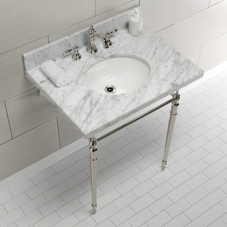 Oval Console Bathroom Sink with Overflow