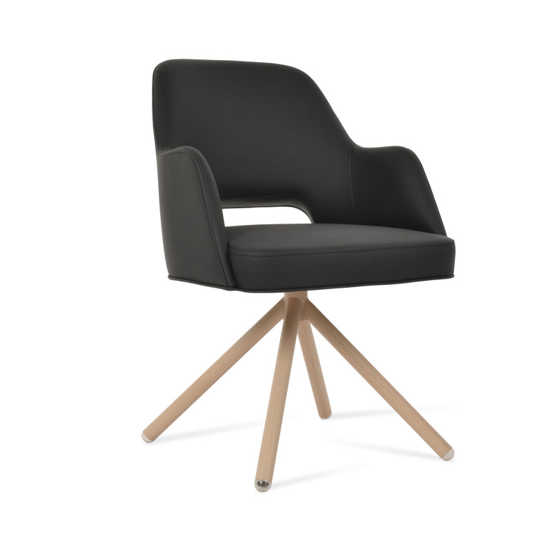 Marash Stick Swivel Arm Chair, Natural, Black
