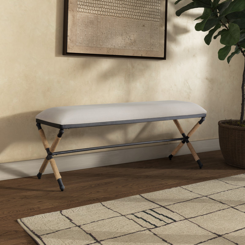 Bolivia Linen Upholstered Bench, Beige