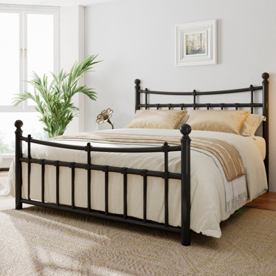 Metal Bed Frame with Victorian Headboard