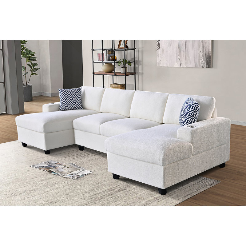 Canapé modulaire confortable en forme de U avec coussins moelleux, sièges polyvalents et chaises longues doubles pour se détendre