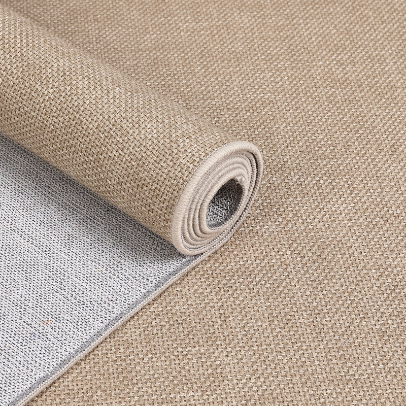 Washable Thin Area Rug for Living Room, Bedroom, Office Modern Plain Taupe Carpet NonSlip, NonShedding, Collapsible, Farmhouse Decor