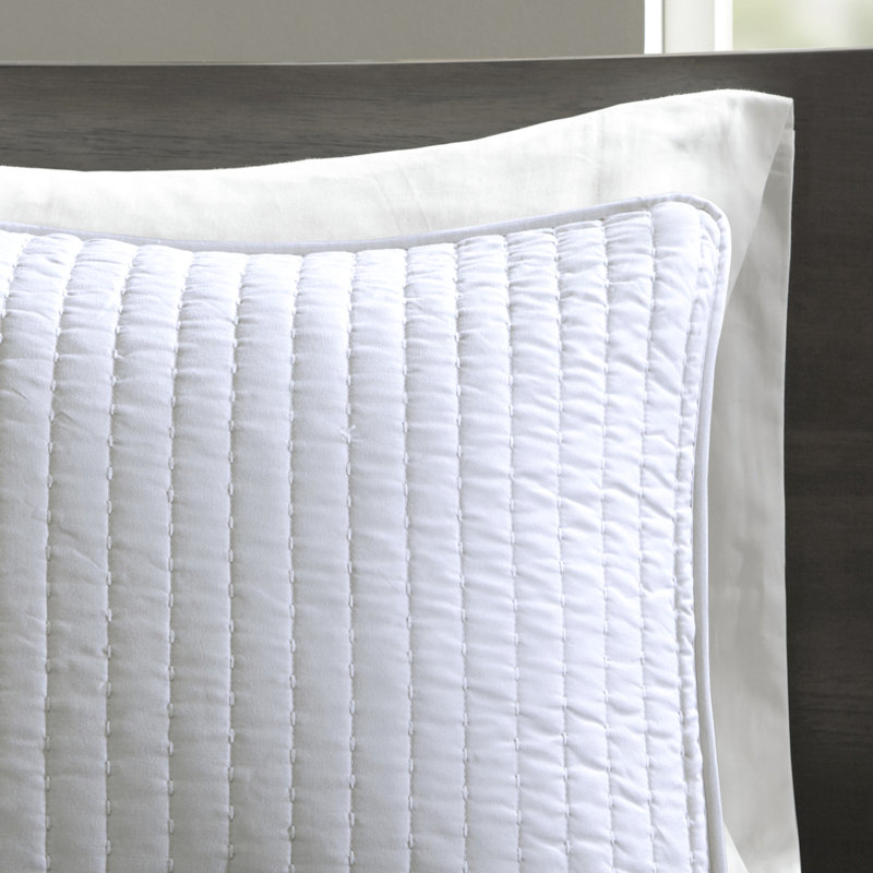 Courtepointe 3 pièces blanche double / grand - réversible avec rembourrage en coton, microfibre douce, améliore l'hygiène de la literie pour une chambre à coucher impeccable