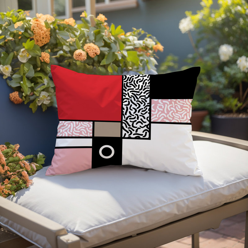 Coussin lombaire réversible intérieur / extérieur Plexa, Rectangle H 18 po x l 25 po, Red