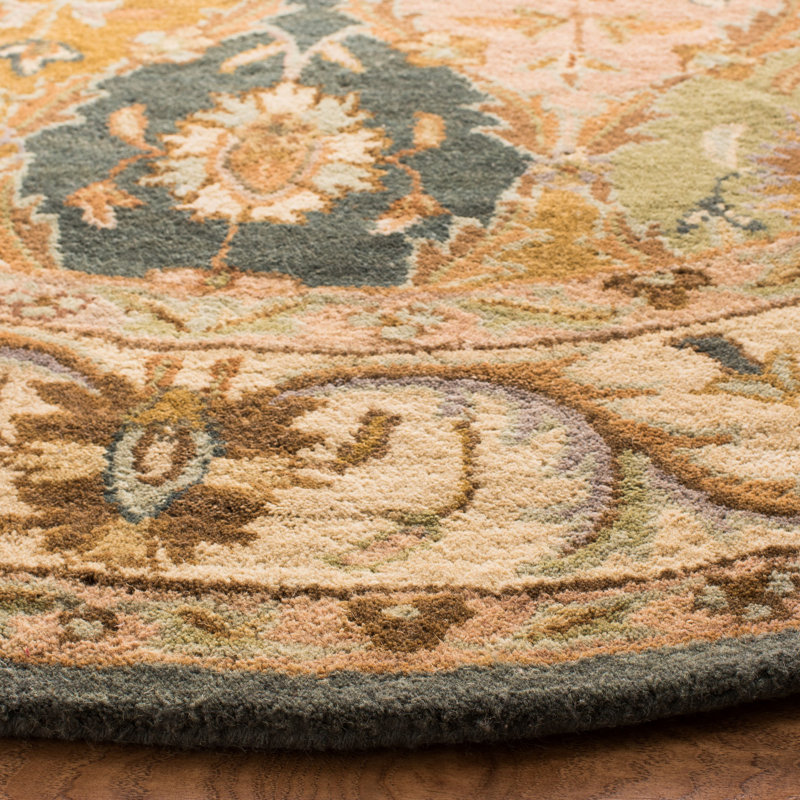 Tapis beige / doré en laine touffeté à la main Tosca, Rond 6 pi