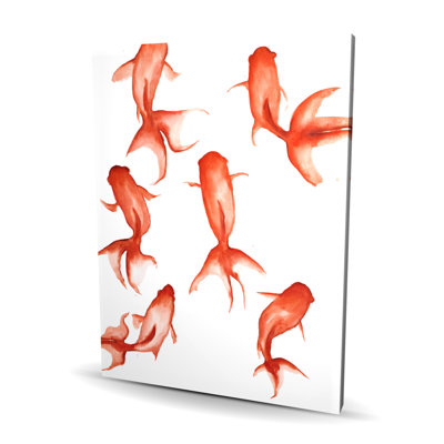 Small Red Fishes - Red Coastal Canvas for Home Decor | Art