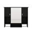 Armoire à pharmacie murale de 35 po x 28 po, armoire avec miroir, tablette ouverte, compartiment latéral et barre à serviettes, solution de rangement en miroir au-dessus de la toilette