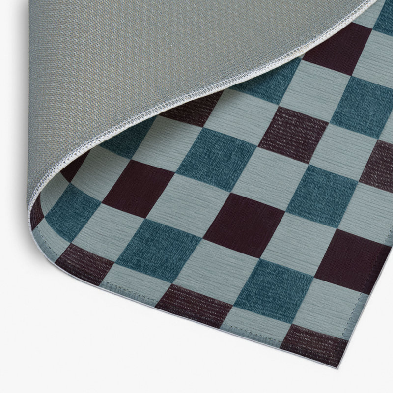 Tapis d'intérieur et d'extérieur à carreaux bleu, Rectangulaire 2 pi x 3 pi